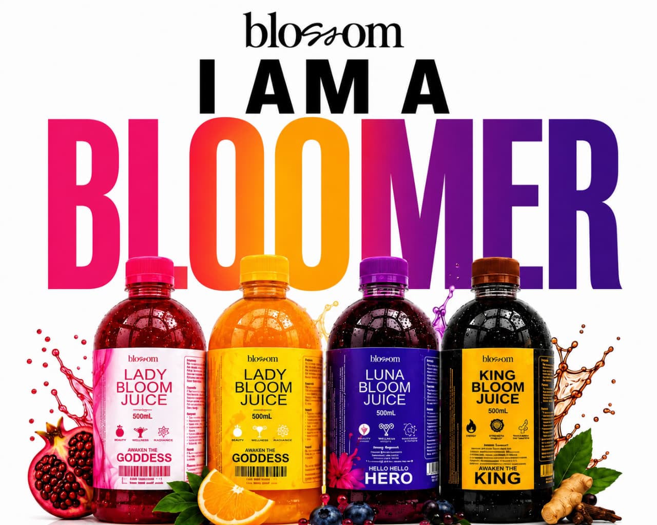 Blossom Bloom Juice lineup — Lady, Luna and King Bloom